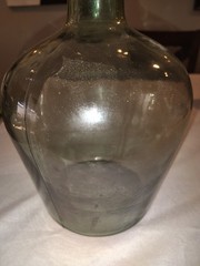Vintage French Viresa Bottle Demijohn Wine Jug 12&Prime; Green Glass Marked « J »
