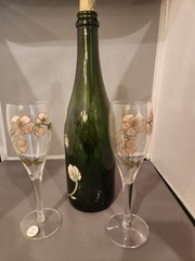 12&Prime; Vintage Perrier Jouet Champagne Bottle EMPTY BONUS TWO GLASSES