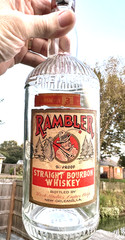 RARE ANTIQUE ORIGINAL  » RAMBLER  » WHISKEY PAPER LABEL EMPTY BOTTLE!!