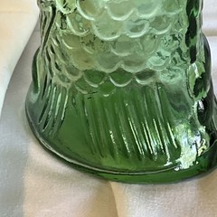1960-70s Vintage Green Glass Italian Fish Shaped Wine Bottle Decanter w/Cork 13&Prime;