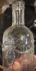Vintage F Diaz SA Spain Glass Bottle Wine Decanter Embossed Garland Clear Albi