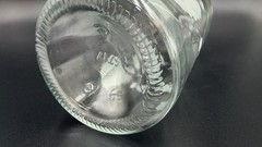 Vintage Tall Etched Cherry Pattern Clear Glass Wine Bottle With Stopper 13&Prime;