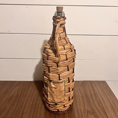 Achaia Clauss Retsina Wicker Wine Bottle 17” Greece Vintage