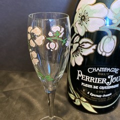 1.5L 1995 Perrier Jouet Brut Fleur de Champagne Empty Bottle W/ 4 Glasses