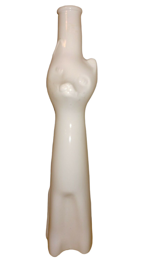 Mid Century Modern Retro Style Rheinhessen-Riesling White Cat Glass Bottle 13&Prime;