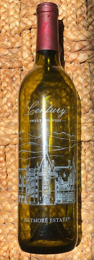 BILTMORE ESTATE Asheville NC Etched Green Wine Bottle & Cork-12 In. Tall-EMPTY