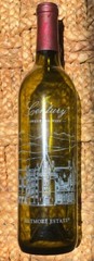 BILTMORE ESTATE Asheville NC Etched Green Wine Bottle & Cork-12 In. Tall-EMPTY