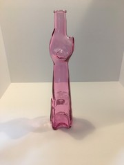 Pink Glass Cat Shaped Wine Bottle Empty 2006