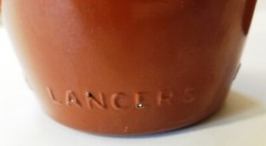 Vintage Lancers J.M. Da Fonseca Portugal 9&Prime; Glass Brown Painted Wine Bottles x2