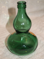 2 Small Vintage Green Glass Rose Bela & Moura Basto Wine Empty Bottles Portugal