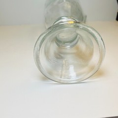Vtg Wine Clear Glass Carafe Decanter Raised Faux Antique Gold Finish Medall Rare