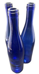 5 Vintage Cobalt Blue Wine Bottles 3 Trademark On Bottom