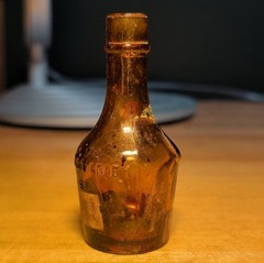 Vintage Labeled Amber Benedictine Sample Wine Bottle Bande New York Liquor