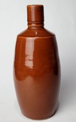 VINTAGE LANCERS WINE BOTTLE RED/BROWN STONEWARE JUG 9&Prime; PORTUGAL EUC!