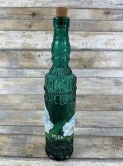 VTG Teal Blue 13&Prime; Decorative Empty Bottle Wine/Oil/Syrup Swanky Barn Flower