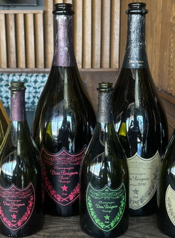 2 Dom Perignon luminous 3 ltchampagne Bottle EMPTY JEROBOAM 3LT BIG BOTTLE