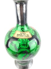 1953 Silver Overlay Swan Pond Design Green Glass ItalRosa Wine Bottle w/ Labels