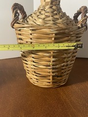 Vintage V. Levante Spanish wicker covered green glass demijohn bottle See Pics