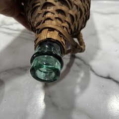 Vintage 1959 BOLLA Wine Wicker Wrapped Green Glass Bottle 16 1/2 Inches Tall