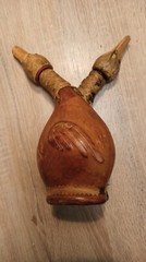 Vintage leather bottle for wine or spirits. Italy. 1980s