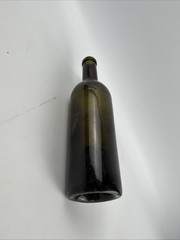 Antique Olive Black Glass Wine Bottle Deep Push Up Base Primitive 9.75”