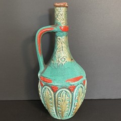 Vintage Medea Ceramic Turquoise Wine Bottle Decanter Jug Boho MCM Table Decor