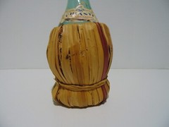 Tenuta Belvedeere Chianti Blue Glass Wine Bottle In Woven Basket 1 Pint Empty