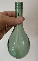 Vintage Hand Blown Aqua-Green Glass Round Bottom Wine Bottle