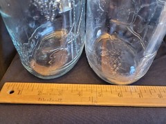 Vintage Rare Embossed Half Gallon Little Amana Glass Wine Jug(2) With Lids