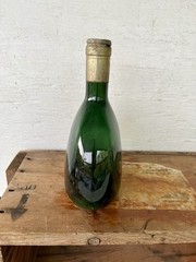 Green Glass Mateus Rose Wine Bottle 1 Pint (Empty & Label Missing) 8”x6” Inch