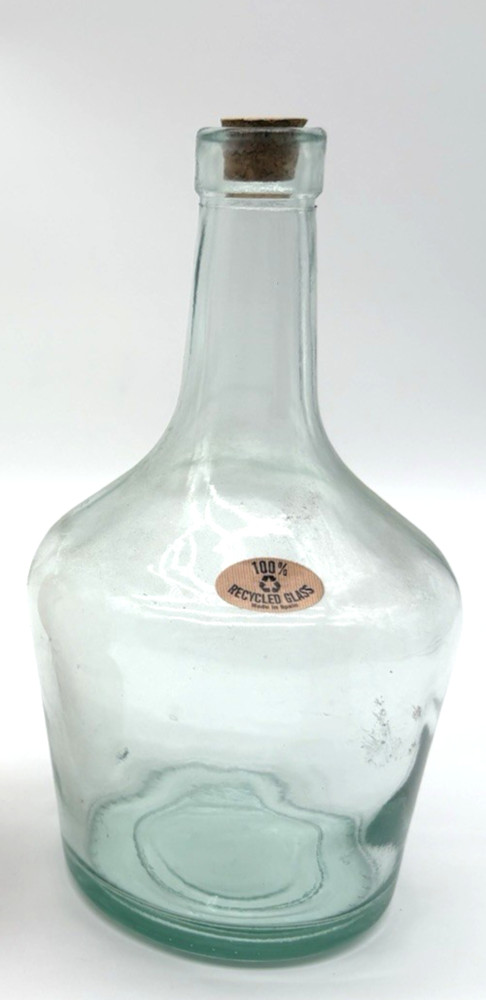 Recycled Glass Bottle with Cork Aqua Decorative Carafe Vase 100% Recycled