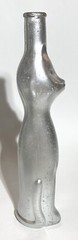 Collectible Vintage CAT SHAPED GLASS BOTTLE – 13”- Metallic Silver