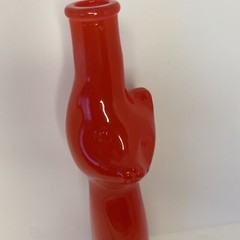 2017 HAPPY CAT FIGURAL RIESLING WINE BOTTLE RED KITTY KITTEN VASE EMPTY 13&Prime;
