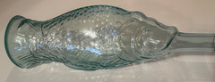 Vintage 13 1/4” Fish Shaped Clear Glass blue / green Wine Bottle Italian.