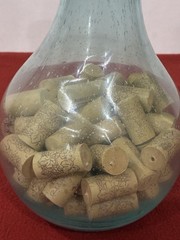 Vtg Aqua Glass Demijohn Large Oval Bottle Jug 11” with Corks Air Bubbles Rare🩵