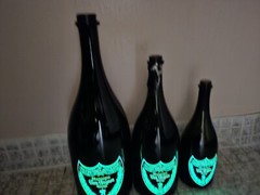 3 Empty dom perignon champagne bottle, 3 Different Size JEROBOAM, Magnum, Brut