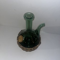 VINTAGE HAND BLOWN GREEN GLASS WINE BOTTLE DECANTER FROM ITALY