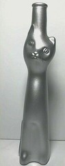 EMPTY Riesling Happy Cat Silver Collectible Glass Wine Bottle VASE CANDLE HOLDER