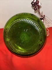 Vintage Green Glass Wine Bottle-12” Tall-1.5 Liter- Berries On Handle Chipping
