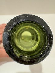 Antique Olive Green Black Glass Wine Bottle Hand Blown 19th Century