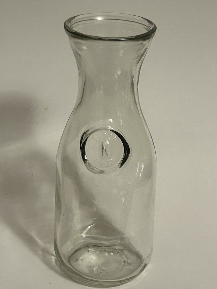 Vintage Paul Masson Clear Glass Wine Carafe 7” Since 1852 Decanter Pitcher