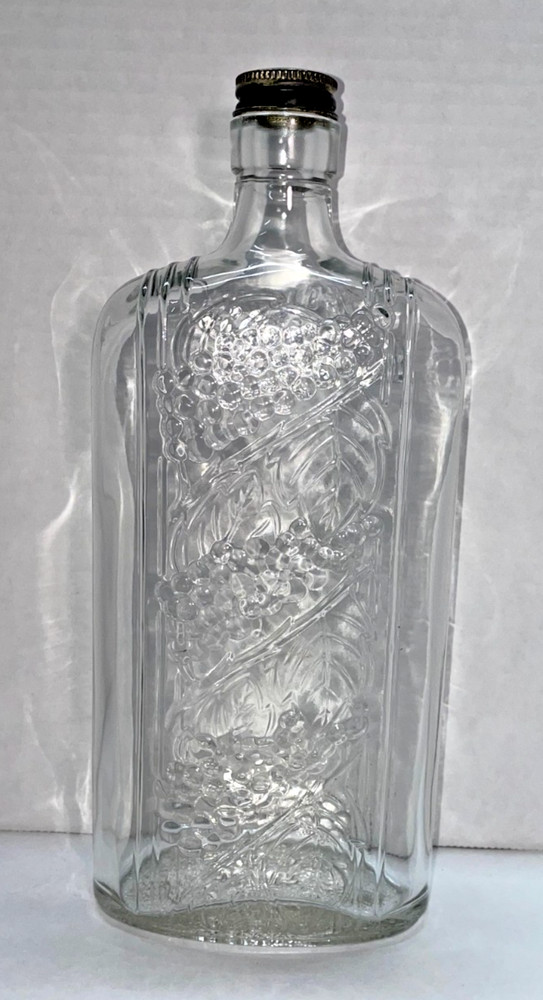 &rsquo;34 Owens-Illinois Glass Bottle Grape & Vines 4/5 QT 10x 4.5x 2.5 Pat 92116