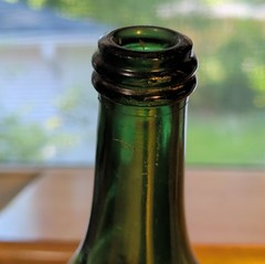 Antique 1910s Teal Green Menthe Wine Champagne Bottle Made In Italy ABM Large