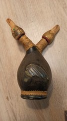 Vintage leather bottle for wine or spirits. Italy. 1980s