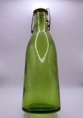 Vintage Antique Green Wine Bottle with White Ceramic Stopper Wire Bail 11&Prime; Tall