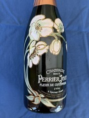 Empty 750 ml Bottle 1996 Perrier-Jouet Champagne Hand Painted Flowers