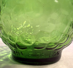 Vtg Gallo Green Emerald Glass Wine Bottle/Jug With Embossed Grapes 1/2 Gallon