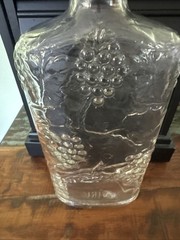 Vintage Clear Glass Wine Bottle Embossed Grape & Wine Motif 4/5 Pint