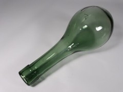 Antique VP Hand Blown Wine Bottle Torpedo Round Bottom Green Glass Early 1900&rsquo;s