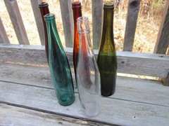 Antique Long Neck Wine Bottle Lot, Tall Hock- Gorgeous Set with a Story